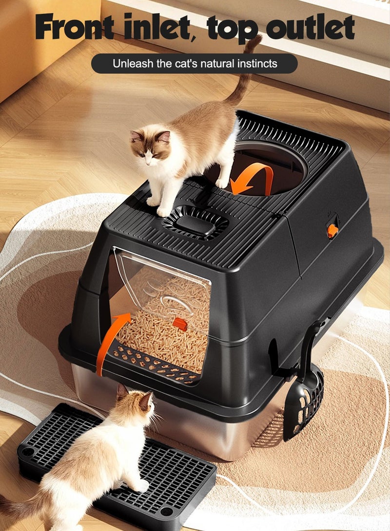 كيدل صندوق فضلات قطط مغلق بالكامل، مرحاض قطط مغطى بالكامل، سعة كبيرة - Image 4